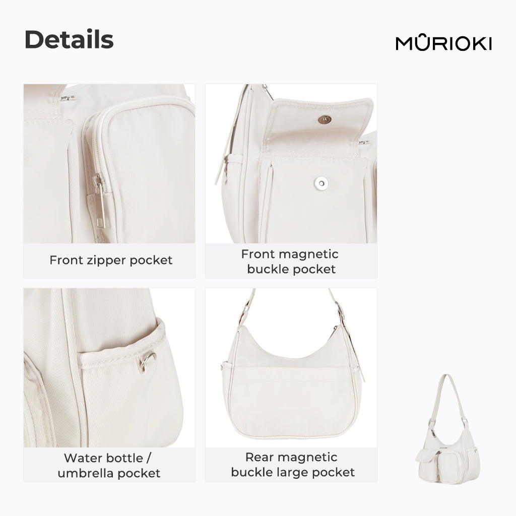 MURIOKI- Carnation Multi Pocket Shoulder Bag for Women with Adjustable Strap G1034(27.5*9*19cm) - shop.murioki