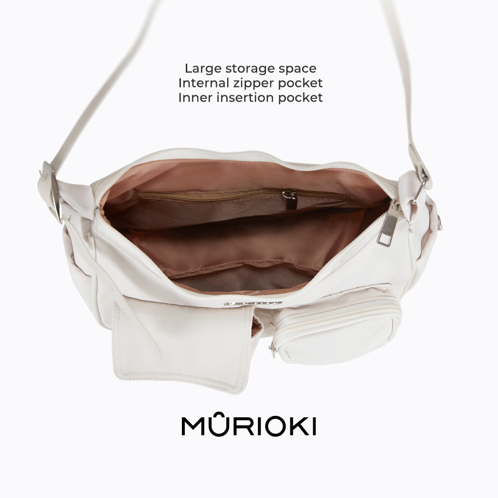 MURIOKI- Carnation Multi Pocket Shoulder Bag for Women with Adjustable Strap G1034(27.5*9*19cm) - shop.murioki