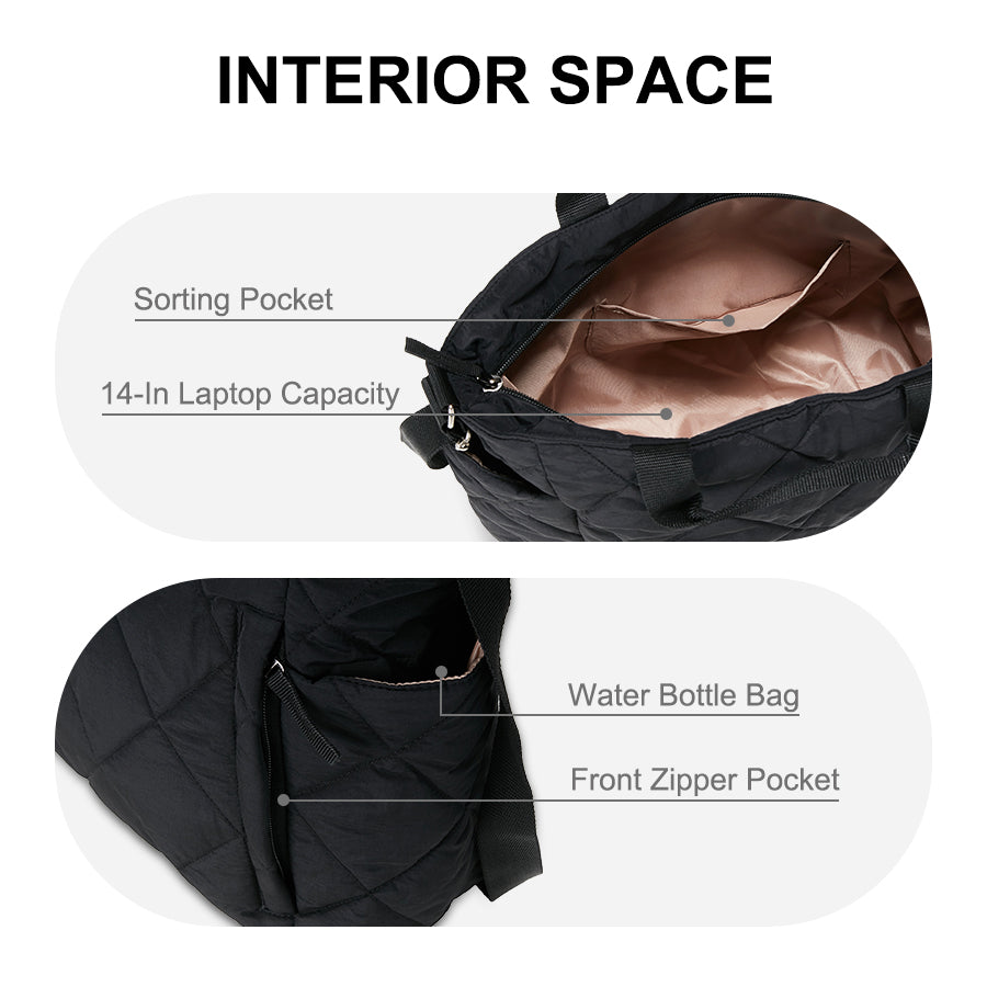 MURIOKI-Iris 14 Inch Lightweight Puffy Bag for Women with Adjustable Wide Cross-body Strap Pink Bag(29*14.5*31CM) - shop.murioki