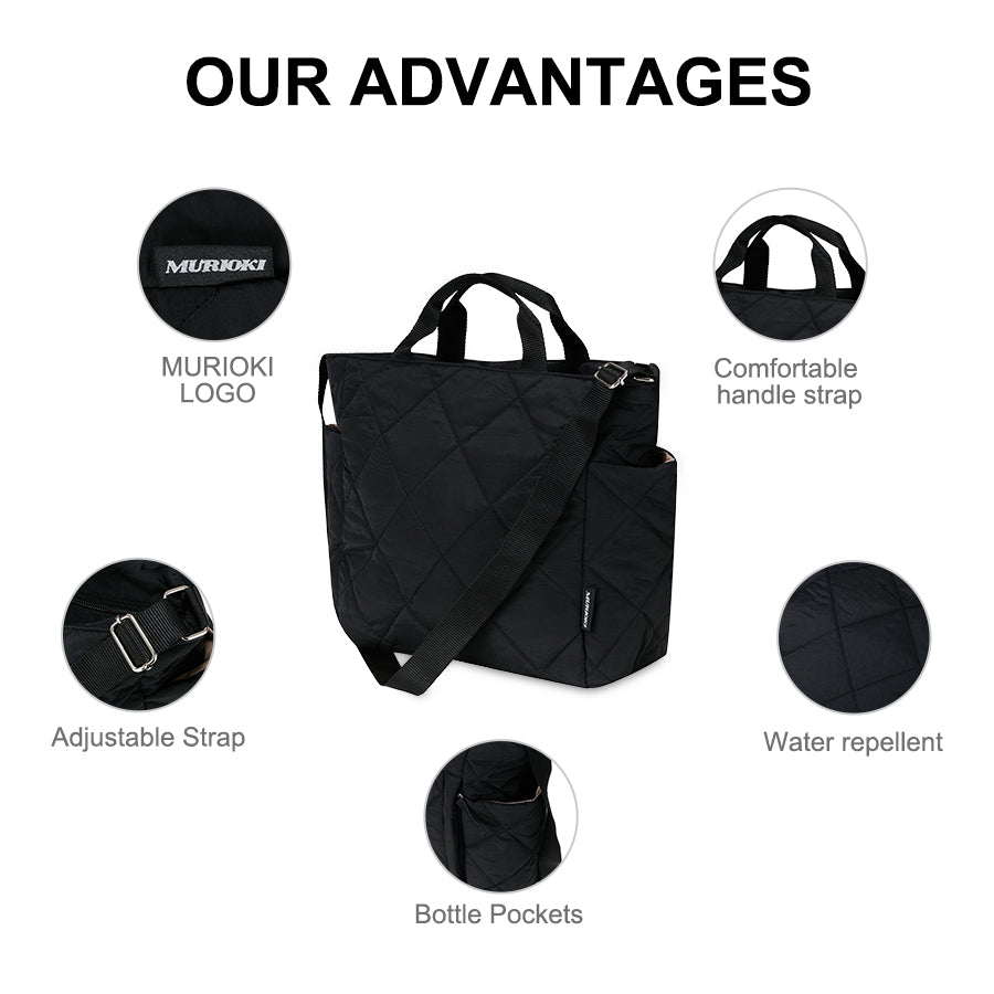 MURIOKI-Iris 14 Inch Lightweight Puffy Bag for Women with Adjustable Wide Cross-body Strap Pink Bag(29*14.5*31CM) - shop.murioki