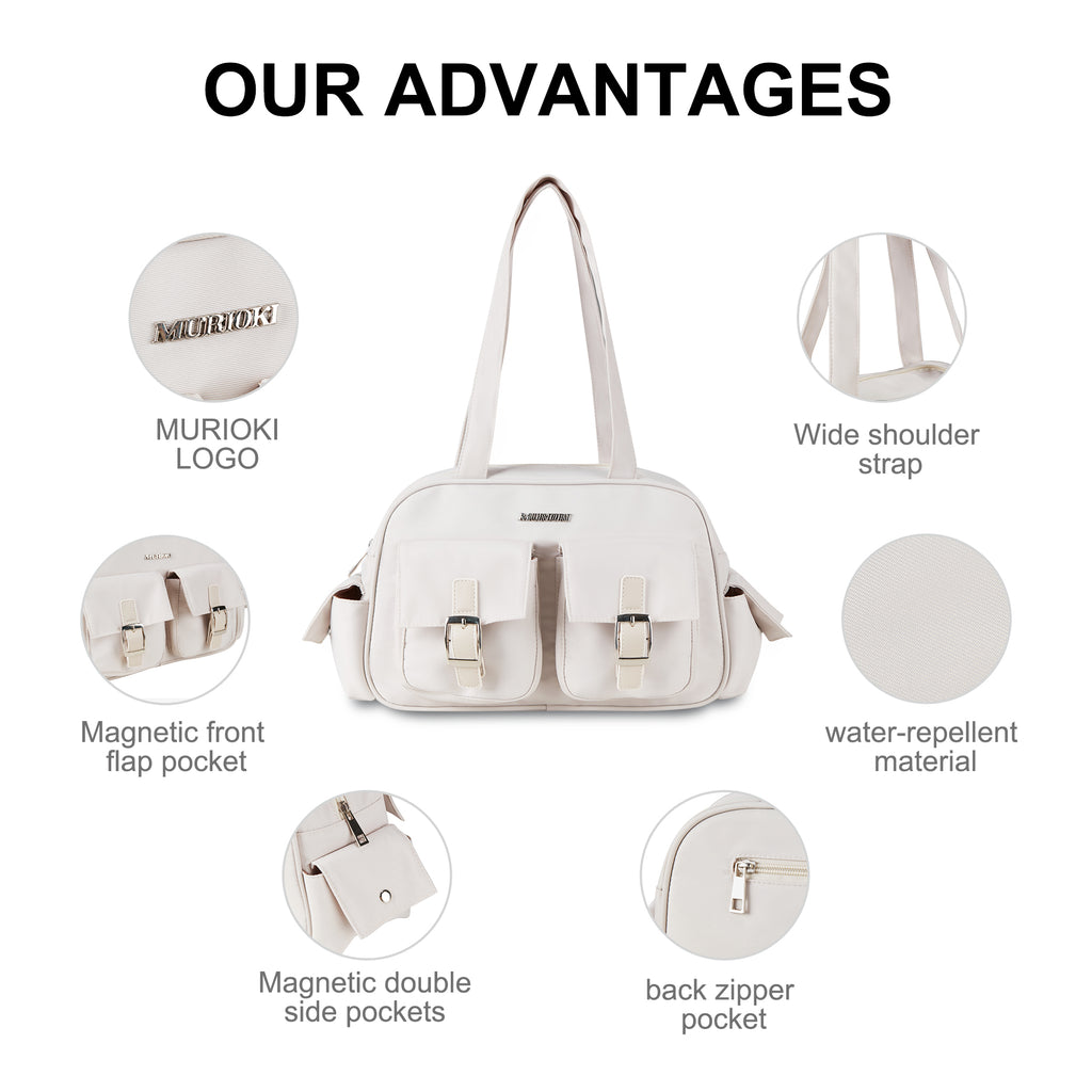 MURIOKI-Tulip Shoulder Bag for Women with Multiple Pockets G1030(31*11*19CM) - shop.murioki