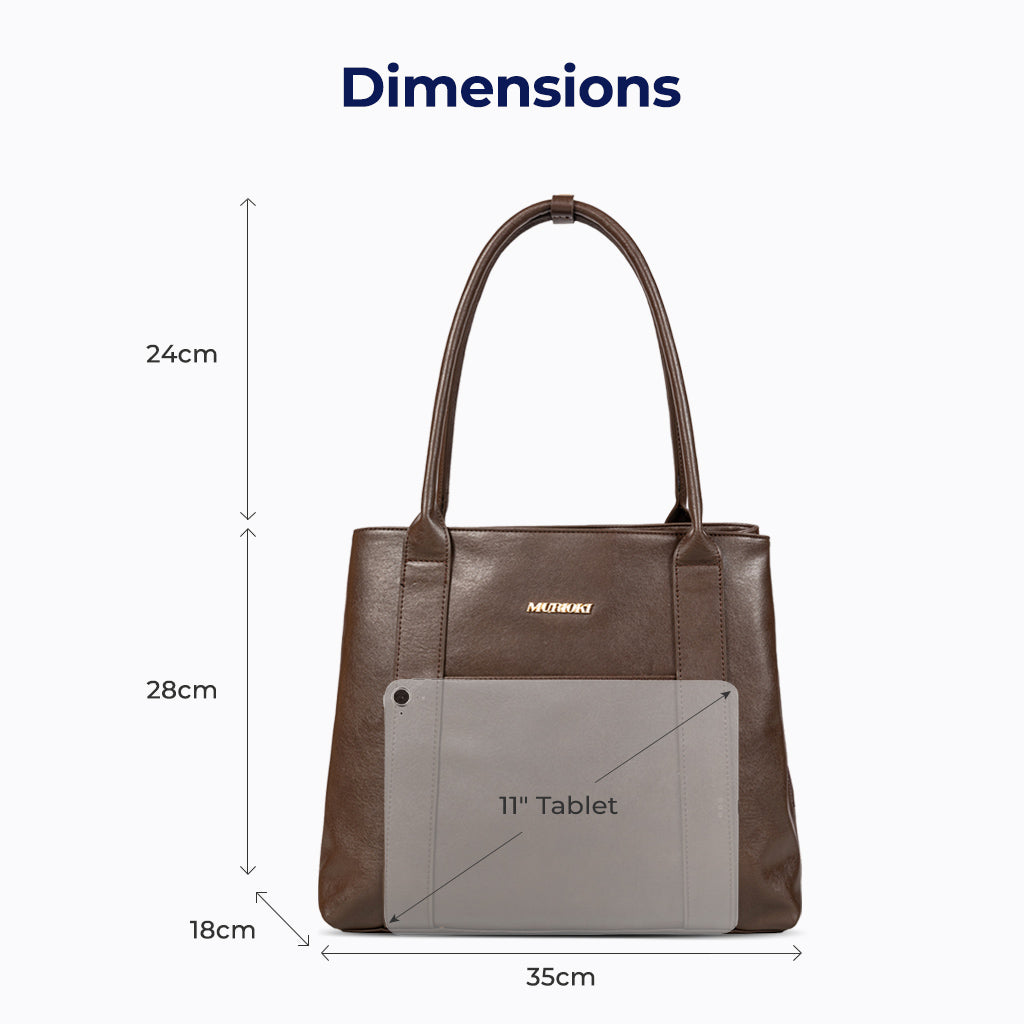 MURIOKI Office Bag for Woman 3-compartment Leather Shoulder Bag Fits 11", Lily Grand L1051 (35*18*28cm)