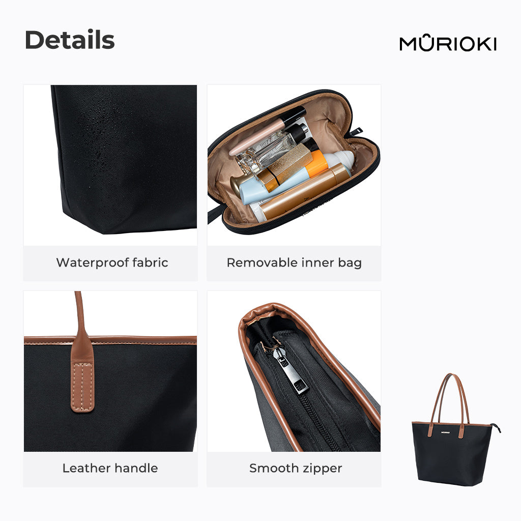 MURIOKI-Grace ToteBag for Woman 14In Large Capacity with Detachable Pouch G1041(28*12*31cm)