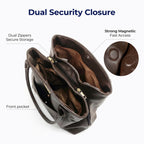 MURIOKI Office Bag for Woman 3-compartment Leather Shoulder Bag Fits 11", Lily Grand L1051 (35*18*28cm)