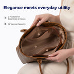 MURIOKI Office Bag for Women 14" Leather Tote Bag,Claire L1050 （38*28*12.5cm）