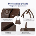 MURIOKI Office Bag for Woman 3-compartment Leather Shoulder Bag Fits 11", Lily Grand L1051 (35*18*28cm)