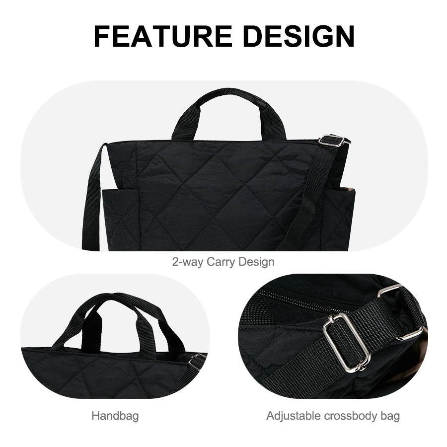 MURIOKI-Iris 14 Inch Lightweight Puffy Bag for Women with Adjustable Wide Cross-body Strap Pink Bag(29*14.5*31CM) - shop.murioki
