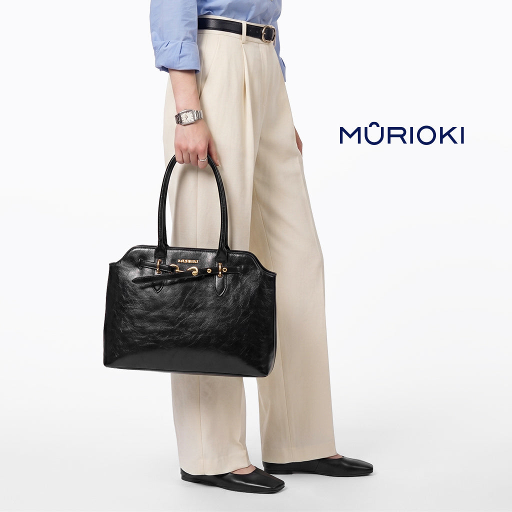 MURIOKI Office Bag for Women 14" Leather Tote Bag,Claire L1050 （38*28*12.5cm）