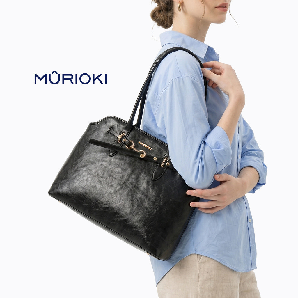 MURIOKI Office Bag for Women 14" Leather Tote Bag,Claire L1050 （38*28*12.5cm）