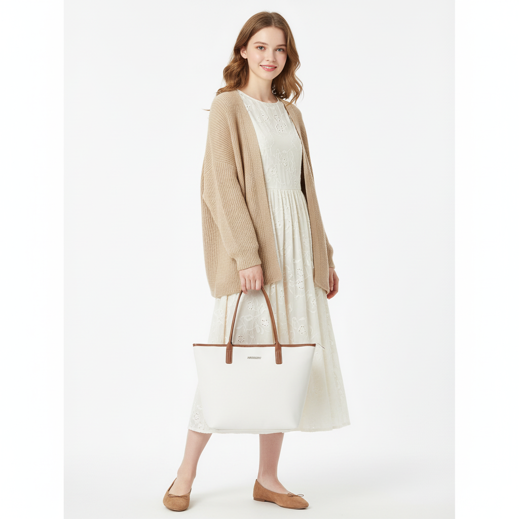 MURIOKI-Grace ToteBag for Woman 14In Large Capacity with Detachable Pouch G1041(28*12*31cm)