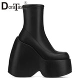 MURIOKI New Ladies High Platform Boots Fashion Wedges High Heels Women's Boots Party Sexy Thick Bottom Shoes Woman 2022