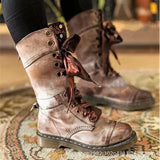 Murioki 2022 New Mid-Calf Boots Autumn Winter Non-Slip Flat Shoes Vintage Sexy Steampunk Leather Retro Buckle Ladies Snow Boots