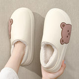 Murioki 2022 Women's Slippers Kawaii Shoes Bear Fashion Flats Waterproof Winter Fluffy Home Casual Platform Cute Flip-Flops Slides