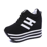 High Flat Platform 9cm Height Increasing Casual Shoes Woman 2020 Spring New Hidden Wedge Sneakers Female Vulcanize Shoes