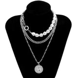 Murioki 3Pcs Baroque Pearl Lock Choker Necklace for Women Layered Cuban Chains Gothic Coin Pedant Men Necklace Set Jewelry Gift Collar
