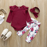 Newborn Infant Baby Girl Clothes Set 2022 Summer Little Miss Sassy Pants Tops+Floral Pants+Headband Baby Girl Outfit
