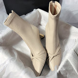 Murioki High Quality Pu Leather Pointed Toe Ankle Boots for Women Elegant Office Thin Heels Boots Woman Autumn Mordern Booties