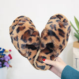 Winter Slippers Women Warm Faux Fur Shoes Leopard Style Ladies Indoor Floor Slipper Open Toe Female Home Fashion Slides SH444