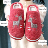 Ladies Cotton Slippers 2020 Winter Christmas Snowman Couple Flat Shoes Casual Comfortable Short Plush Home Warm Women's Slippers
