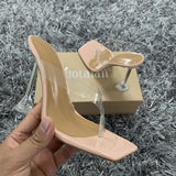 Graduation Dress 2022 New Designer PVC Transparent Female Slippers Sandals Women Sexy High heels Summer Party Ladies Clear Flip flops shoes