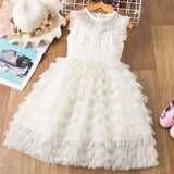 Summer Girl Lace Dress Baby Children's Clothing Tutu Kids Dresses for Girls Clothes Ceremony Wedding Party Gown Flower Headband