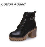 JIANBUDAN brand design autumn women's high-heel boots  pu leather zipper motorcycle boots Winter plush warm snow boots 34-43