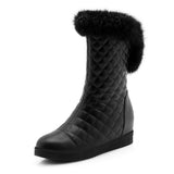 MURIOKI DoraTasia New Popular Women Snow Boots Faux Fur Increased Heels Warm Fur Inside Solid Winter Boots Female Shoes Woman 31-41