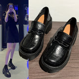 French Style Woman High Heels Pumps Chaussure Femme Patent Leather College Shoes Lolita Cosplay Platform Chunky Sole Loafers