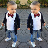 Murioki Fall Kids Boy Clothes Set 3 Pieces Suits Coat+plaid T-shirt+Jeans Children little casual boys clothing sets 2-8 Years