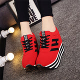 High Flat Platform 9cm Height Increasing Casual Shoes Woman 2020 Spring New Hidden Wedge Sneakers Female Vulcanize Shoes